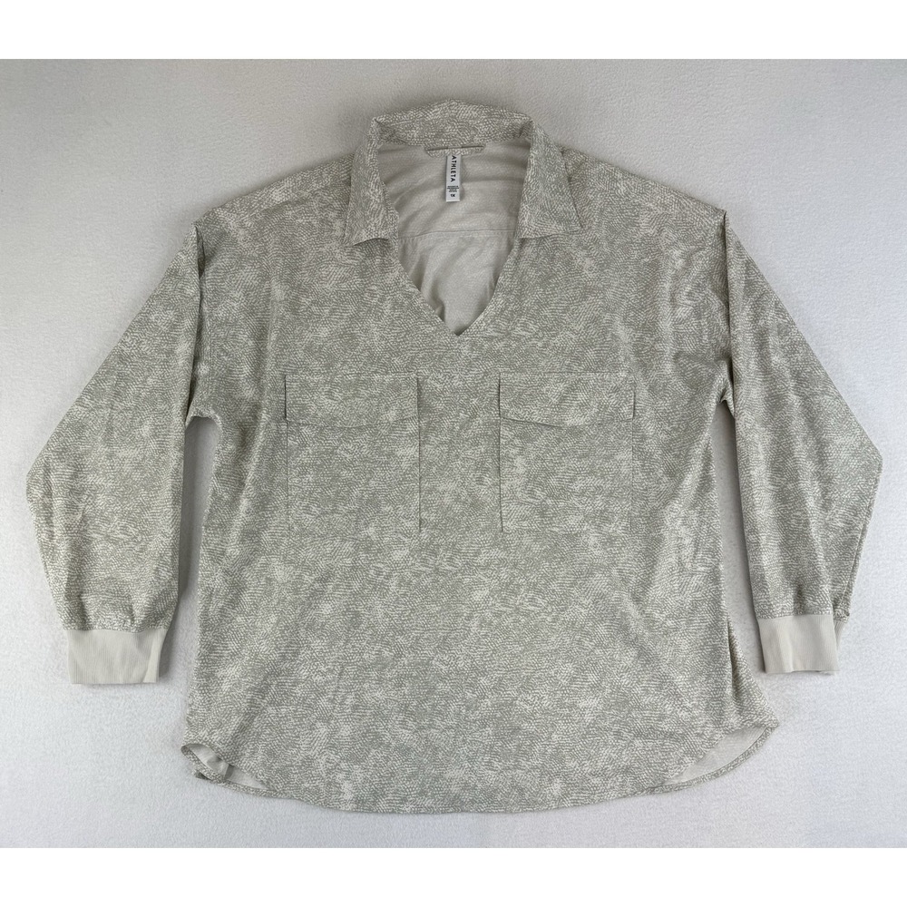 Athleta Womens Zuma Printed Tunic‎ Viper Grey Long Sleeve Size 1X